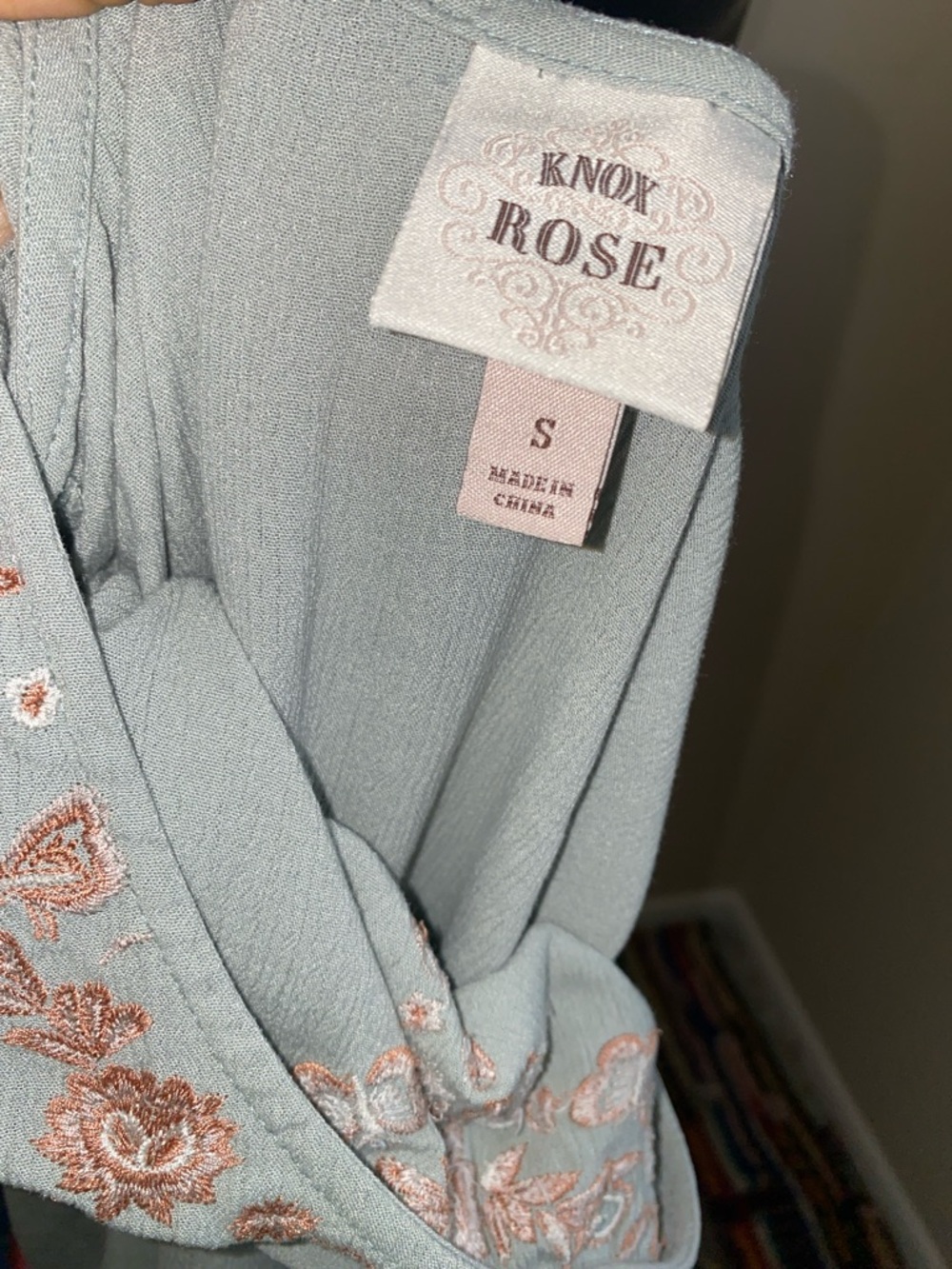 Knox Rose light blue blouse with rose gold embroidery - Picture 9 of 10